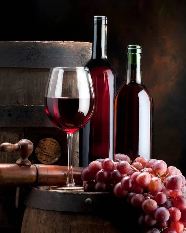 Wine glass and vineyard